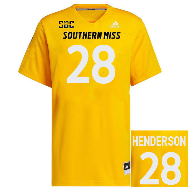 Southern Miss Golden Eagles #28 Malachi Henderson Jersey Football Uniforms-Gold